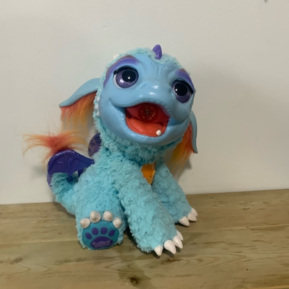 Fur Real Friends Torch My Blazin' Dragon Pet Toy Blue Interactive Toy 2015 Works
